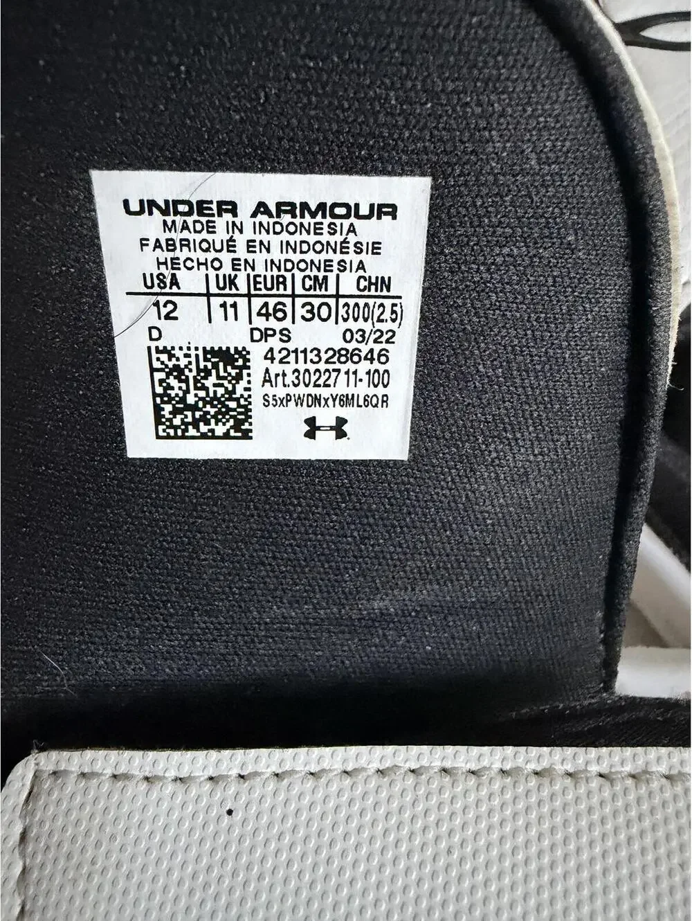 Under Armour Men's Slide Sandals Black and White Size 12